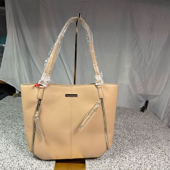 Montana West Women's Beige Tote Bag Shoulder Handbag Purse - Picture 3 of 13